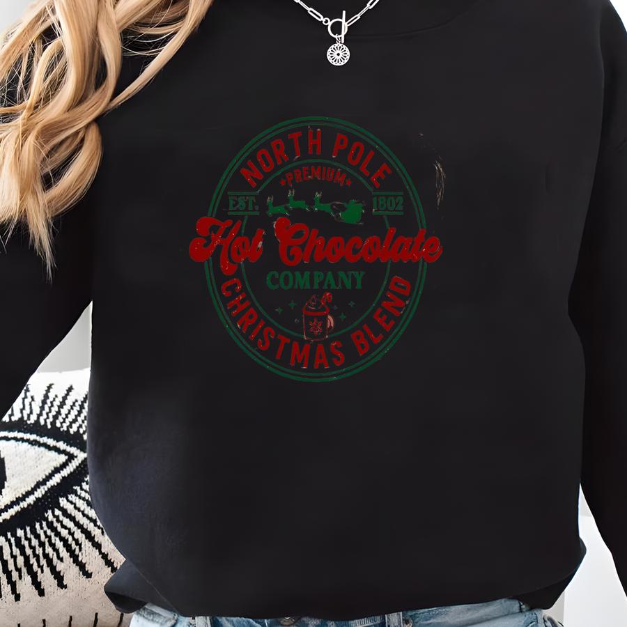 Hot Chocolate Christmas Shirt, Retro Unisex Sweatshirt, Men And Women Long Sve Shirt, Christmas Outfit, Sweatshirt