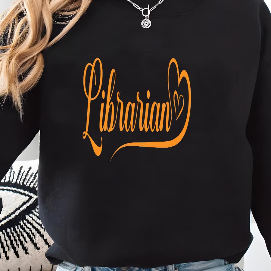 Librarian Heart Shirt, Library Staff Shirt, Library Lover Shirt, Librarian Gift Back To School Shirt, Librarian Crewneck Tee For Book Lovers Sweatshirt