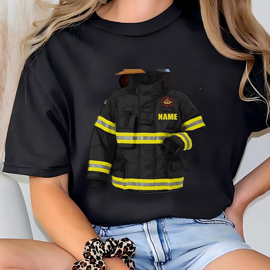 Personalized Firefighter Ornament, Custom Acrylic Christmas Ornament With Firefighter Gear, Unique Gift For Firefighters, First Responders T-shirt