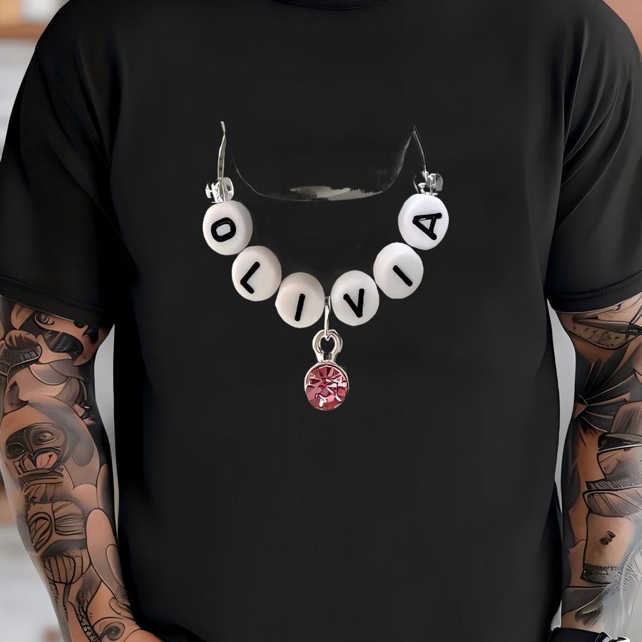 Birthstone Tumbler Name Charm Personalized Cup Accessories Water Bottle Custom Gift For Her Birthday Gift Women Girl Friend Mom T-shirt