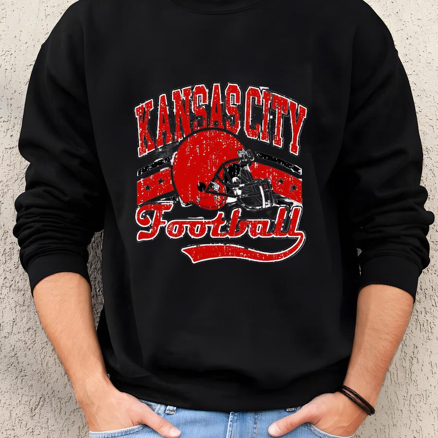 Retro Kansas City Football T-shirts, Football Game Sweatshirts, Football Season Tee, Football Lovers Shirt, Kansas City Football Fans Sweatshirt