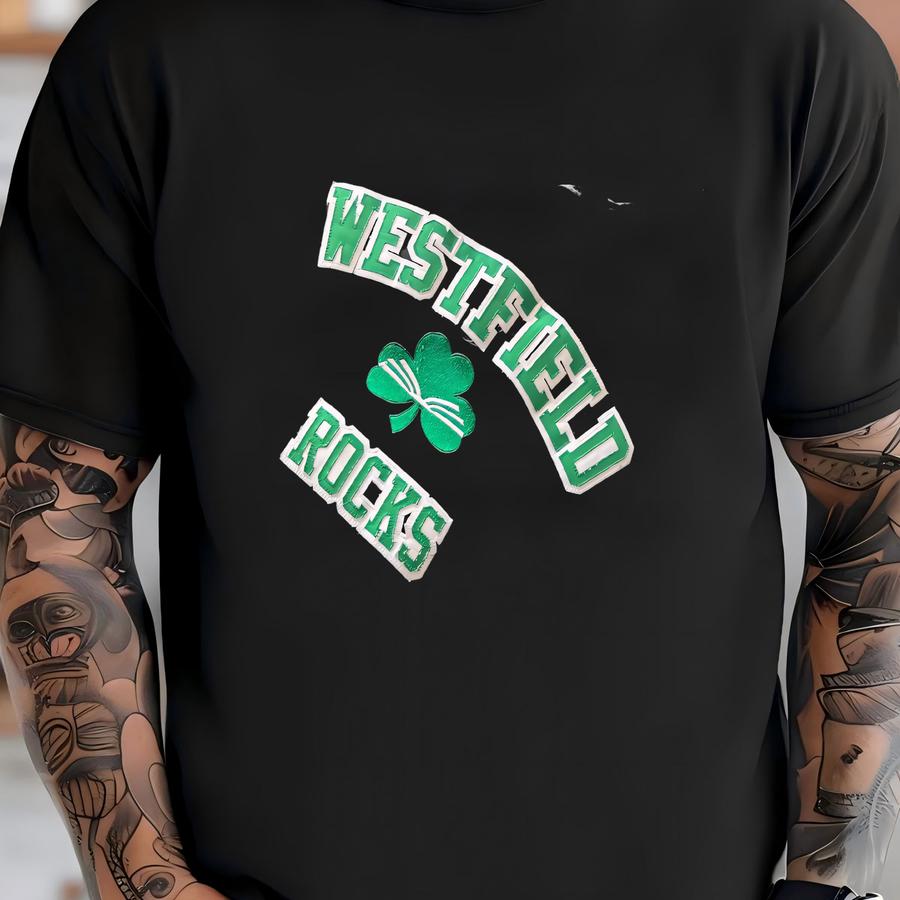 Vintage Westfield Rocks Hoodie Sweatshirt Size Medium/ Large Quality Stitched Letters Shamrock T-shirt