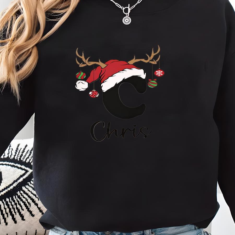 Custom Family Matching Christmas Shirt, Reindeer Sweatshirt, Personalized Name Christmas Sweater For Adults, Teens, Youths, Toddlers Baby Sweatshirt