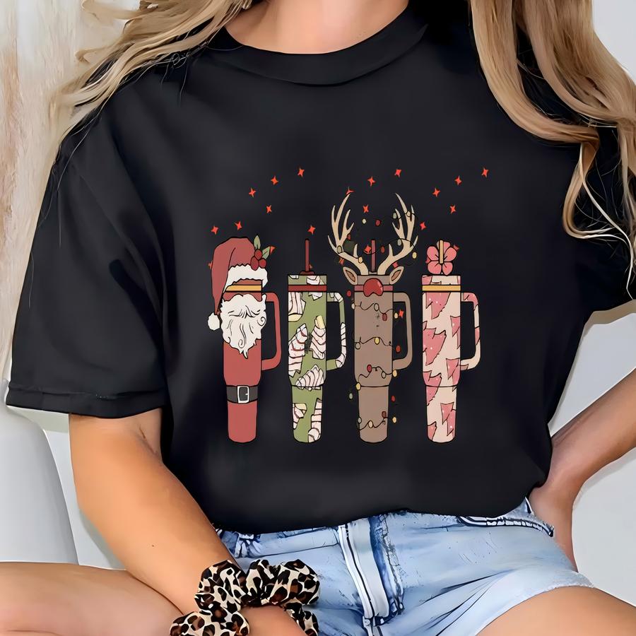 Womens Christmas Sweatshirt, Christmas Cups Shirt, Christmas Crewneck Sweater, Holiday Sweater, New Year Shirt, Christmas Gift, Xmas Tshirt T-shirt