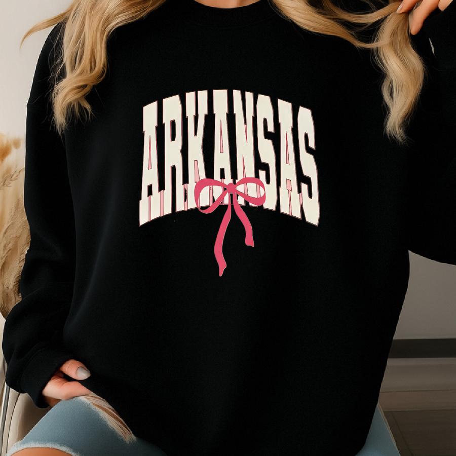 Arkansas Croquett Bow Gildan Sweatshirt Adult And Kids Pink Version Sweatshirt