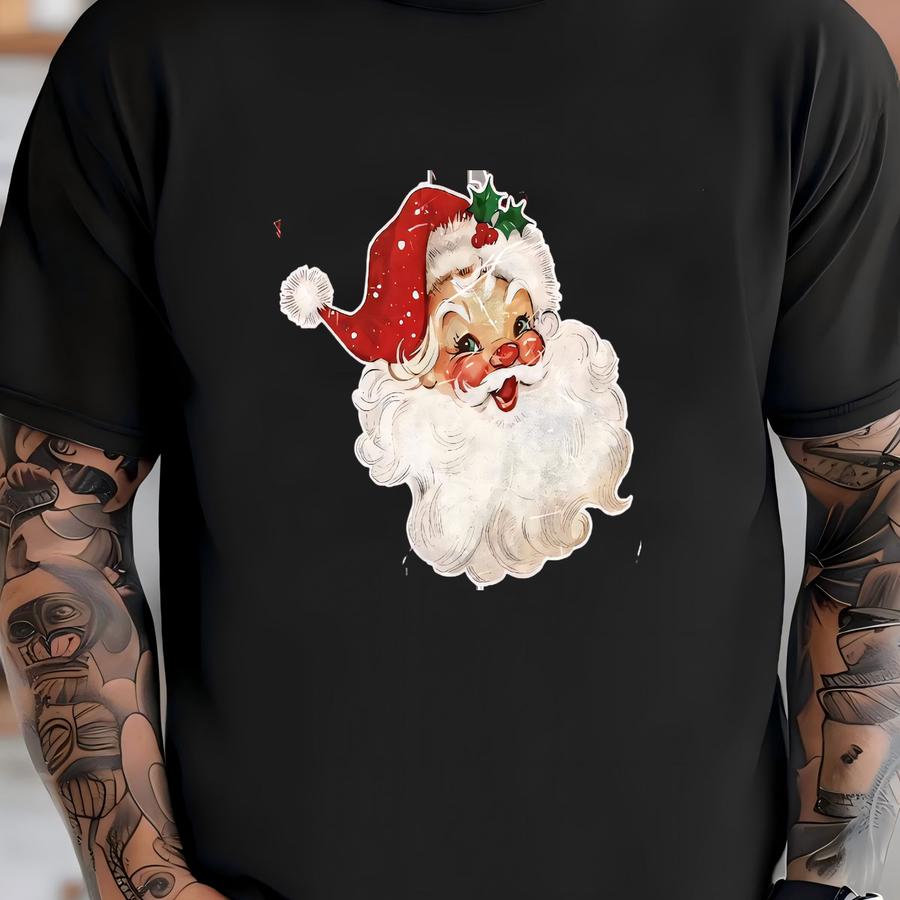 Merry Christmas Santa Dtf Transfer, Vintage Holiday Iron-on Design, Perfect For Festive Apparel Holiday Decor Gifts T-shirt