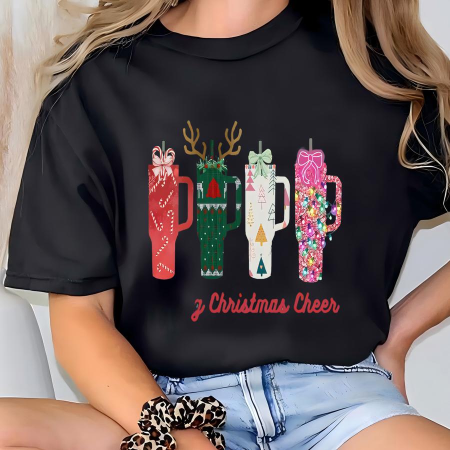 Christmas Cup Shirt, Shirt, Christmas , Coquette Christmas, Christmas Cheer Shirt, Drink Your Water,  T-shirt