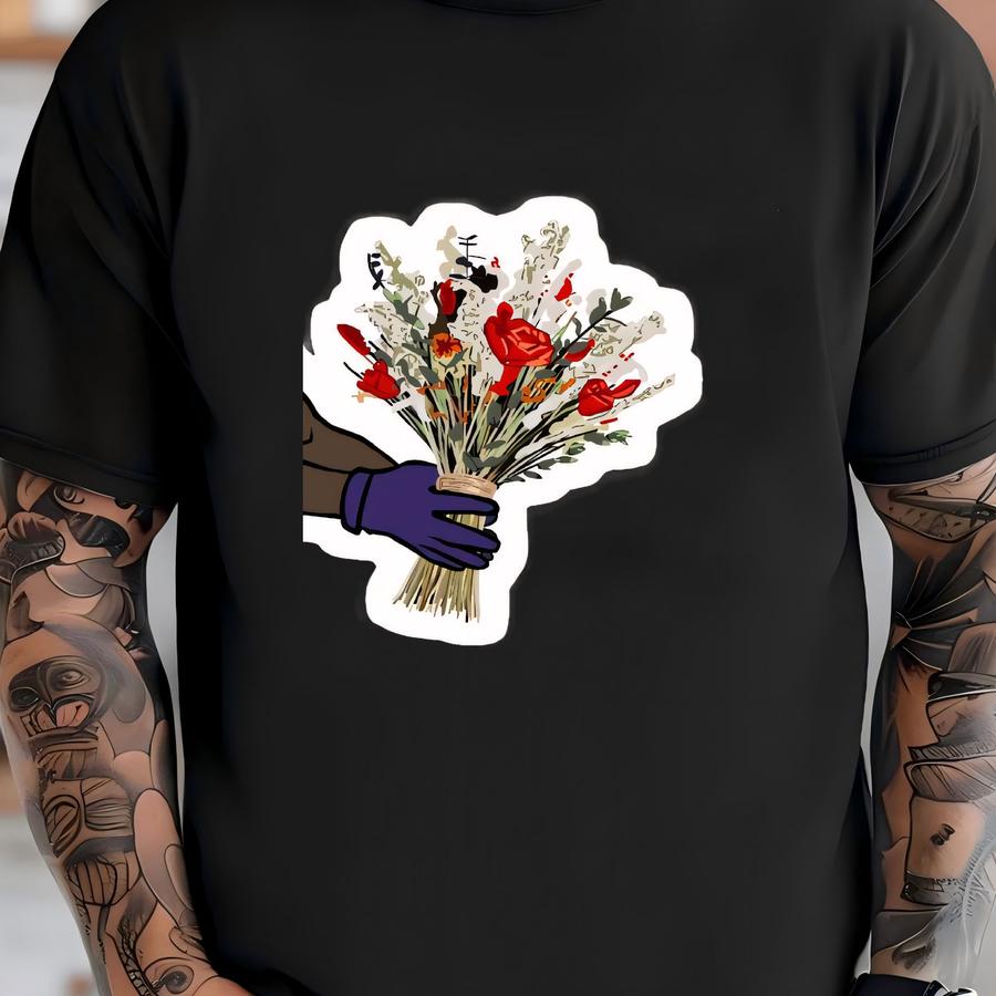 Zay Flowers Bouquet Toss Celebration Glossy Sticker (3”, Water Resistant) Laptop And Phone Decal T-shirt