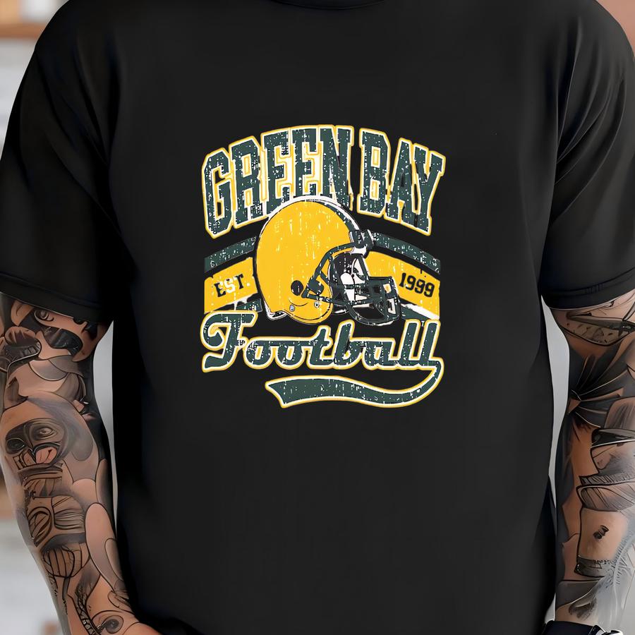 Vintage Green Bay Football, Shirt, Bright Colors Retro Style, Oversized Fit, Unisex Football, Game Day, Fan T-shirt