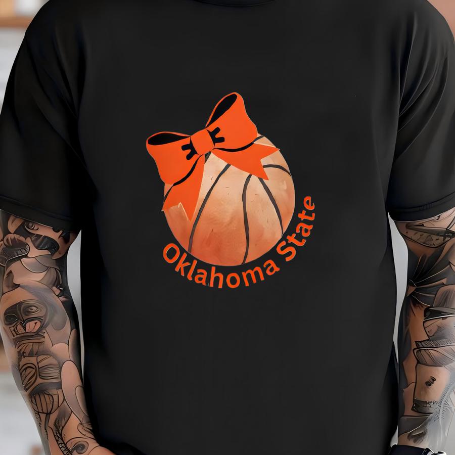 Basketball Bow Oklahoma State Youth Short Sve Hoodie; Oklahoma State Basketball Kids Shirt; Osu Cowboys Basketball Shirt T-shirt