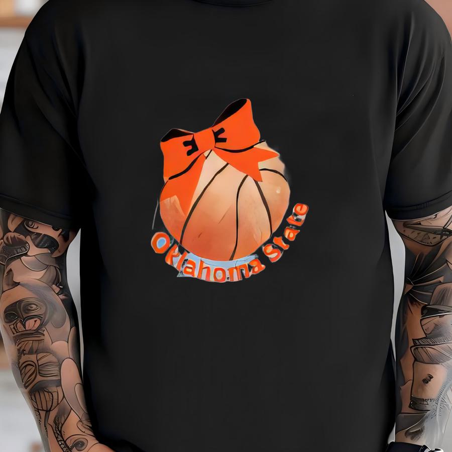 Basketball Bow Oklahoma State Youth Crewneck Sweatshirt; Oklahoma State Basketball Kids Sweatshirt; Osu Cowboys Basketball T-shirt