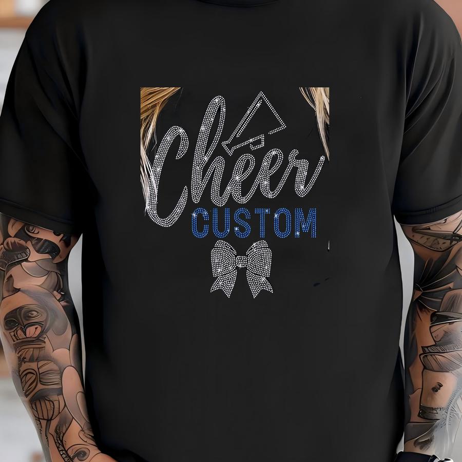 Personalized Rhinestone Cheer Shirt: Custom Team Spirit Wear T-shirt