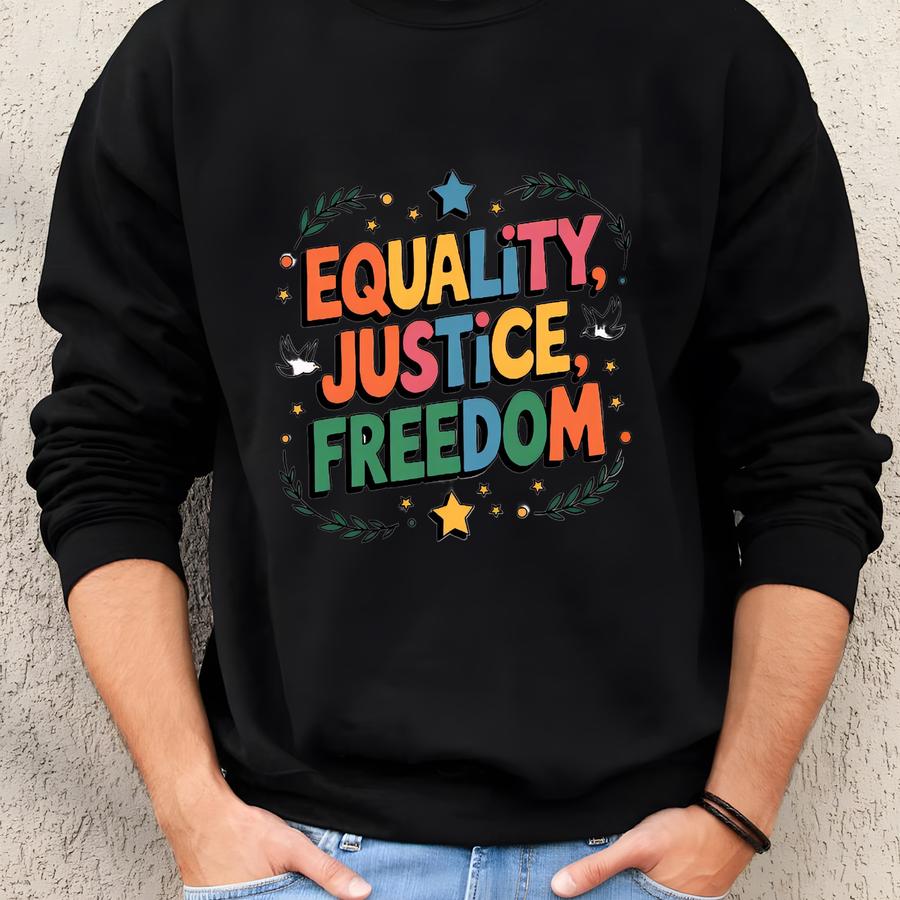 Equality Justice Freedom T-shirt: Activist Blm Tee Sweatshirt