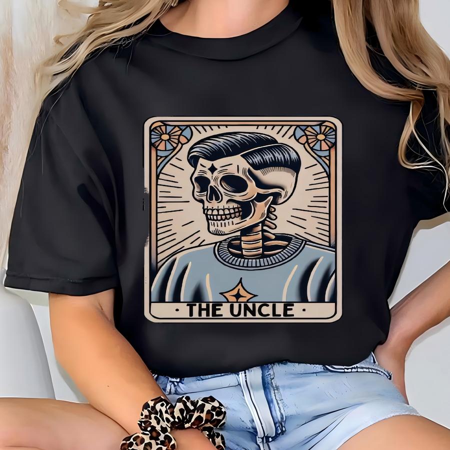 Uncle Shirt, ® Uncle Tarot Card Hoodie, Gift For Uncle, Pregnancy Announcement For Future Uncle, Male Skeleton Tee T-shirt