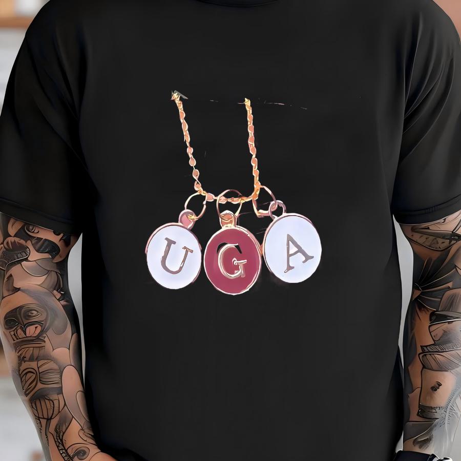 Uga University Of Georgia Bulldogs Charm Necklace T-shirt