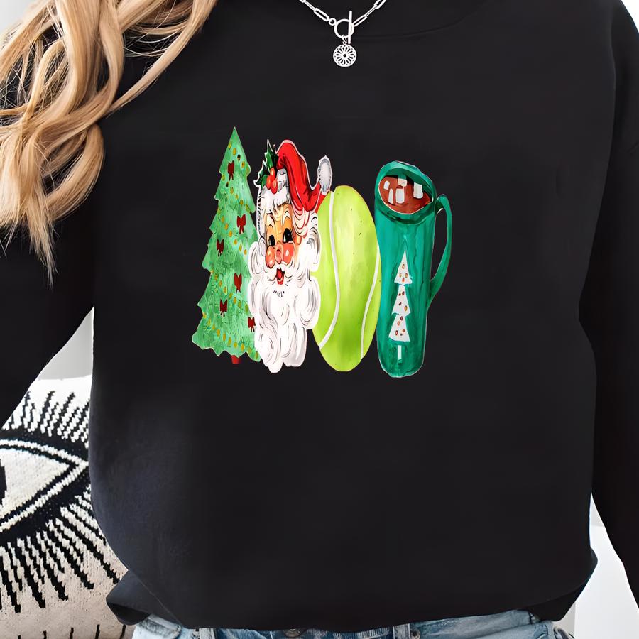 Tennis Christmas Sweatshirt, T-shirt Or Long Sve Tee, Tennis Santa, Tennis Christmas Gifts, Tennis Christmas Shirt, Youth Sizes Sweatshirt