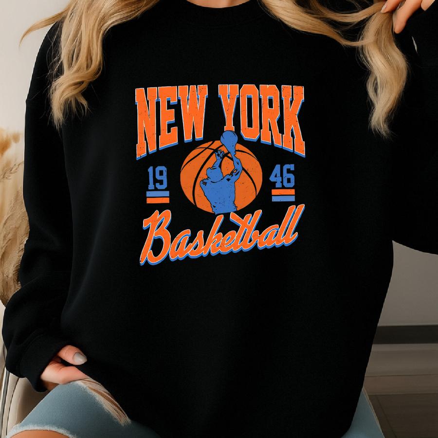 New York Basketball Graphic Shirts, Retro 90s Basketball Sweatshirt, New York Fans Tee Gifts, Basketball Game Day Sweatshirt, New York Team Sweatshirt