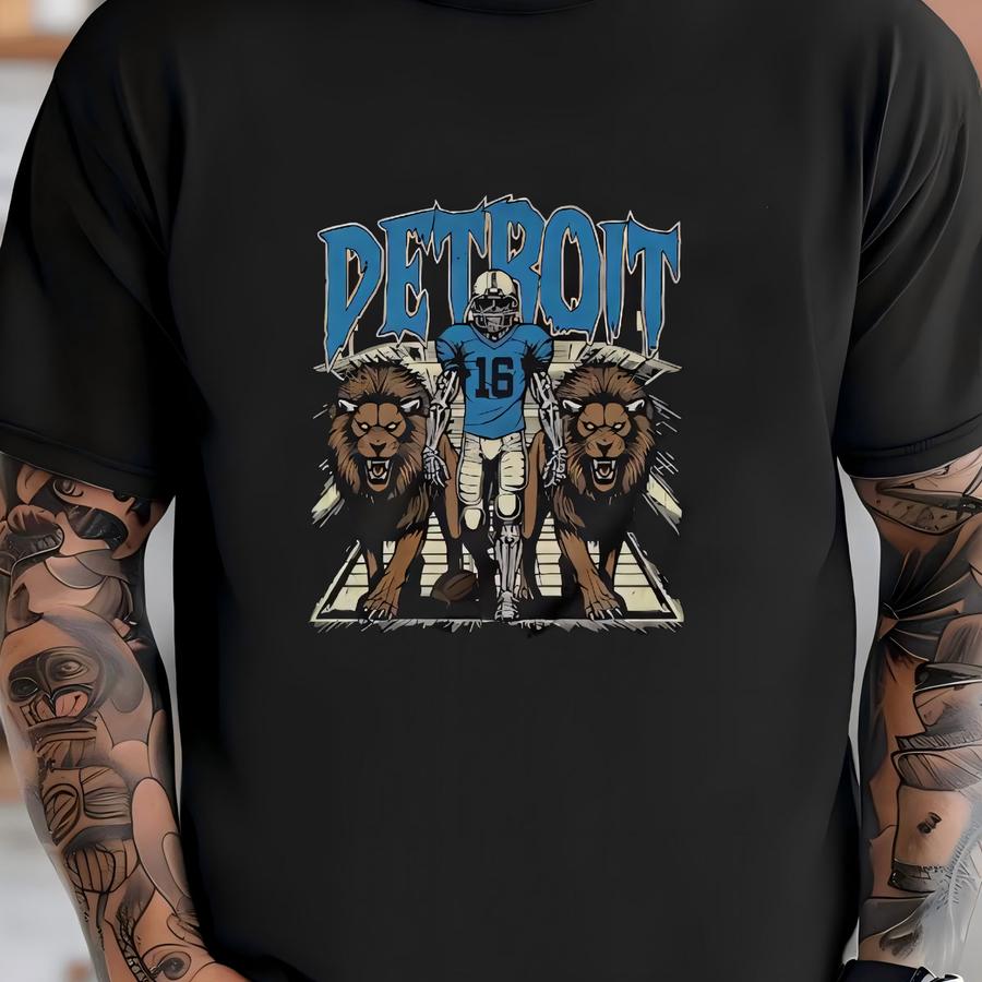 Kids Shirt Detroit Football - Graphic Tees For Kids - Skeleton Shirt - Vintage - Skeleton Football Shirt - Lions T-shirt