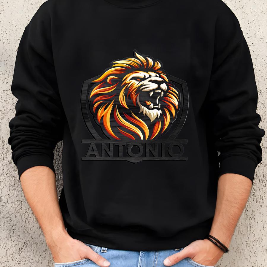 Custom Lion Name Sign | Laser Cut Wood Name, Gifts For Guys, Boys Room Decor Ideas, Personalized Safari Name Wall Sign Sweatshirt