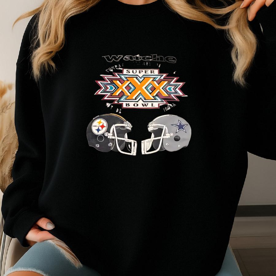 Vintage Cowboys Vs Pittsburgh Steelers T Shirt Tee Made Usa Size Large L Super Bowl Xxx 1996 Football Deion Sanders 1990s 90s Sweatshirt Vintage Cowboys Vs Pittsburgh Steelers T Shirt Tee Made Usa Size Large L Super Bowl Xxx 1996 Football Deion Sanders 1990s 90s Sweatshirt