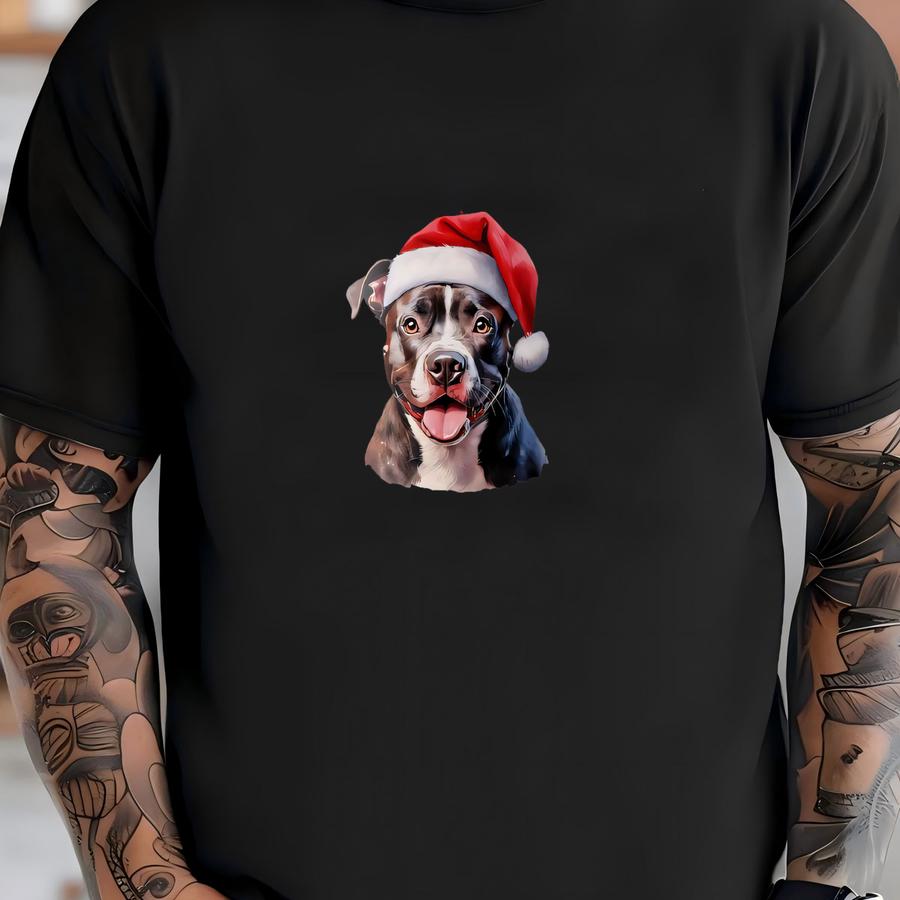 Personalized Custom Name Pit Bull Dog Mug, Cute Holiday Santa Hat Pit Bull Coffee Mug, Custom Gift For Dog Lovers, Unique Pet Dog Mug T-shirt