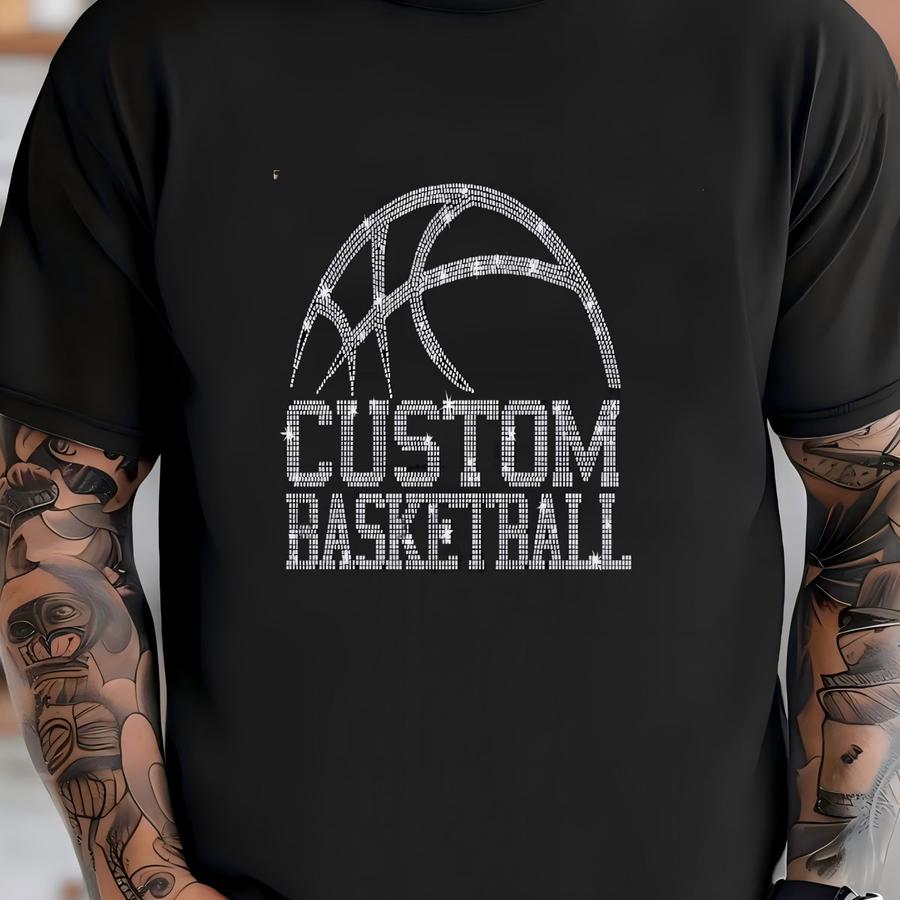 Custom Basketball Team Rhinestone Shirt: Personalized Spirit Wear T-shirt