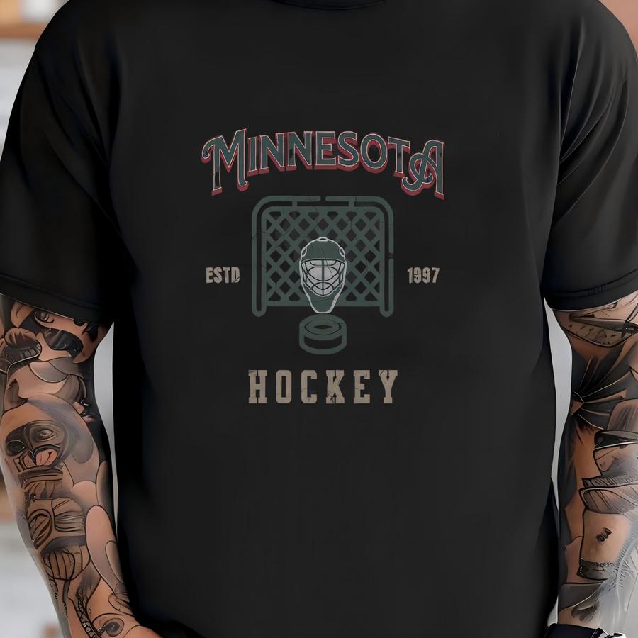 Vintage Minnesota Hockey Crewneck, American Sports Sweatshirt, Sports Clothing, Hockey Fan Gift, Hockey Apparel, Vintage Sweater, Wild Shirt T-shirt