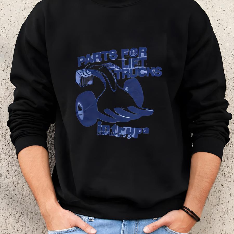 80s Parts For Lift Trucks Raglan Sweatshirt Vintage 80s Sweater Jumper Crewneck Blue Sweatshirt