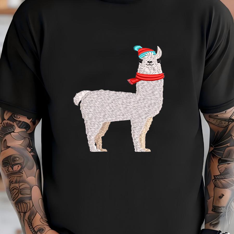 Christmas Llama Y Design: Winter Alpaca Pattern (digital File) T-shirt