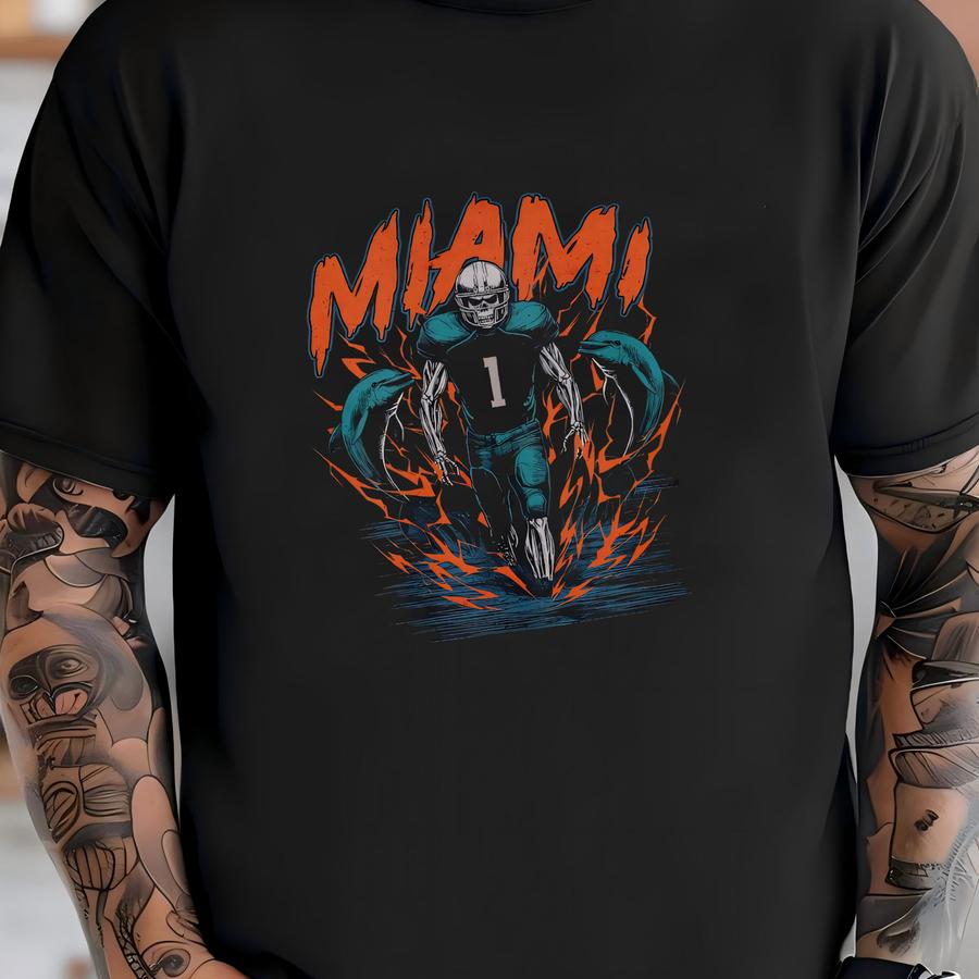 Miami Football Sweatshirt - Graphic Crewnecks - Skeleton - Gift Shirt - Bootleg Shirt - Vintage - Skeleton Crewnecks - Dolphins T-shirt
