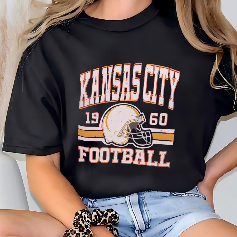 Custom Retro Kansas City Football Hoodie, Kansas City Game Day Sweatshirt, Personalized Kansas City Fan Gift, Vintage 80s Style Red And Gold T-shirt