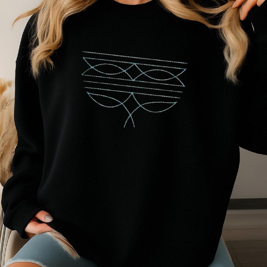 Boot Stitch Sweatshirt: Country Western Rodeo Design Sweatshirt