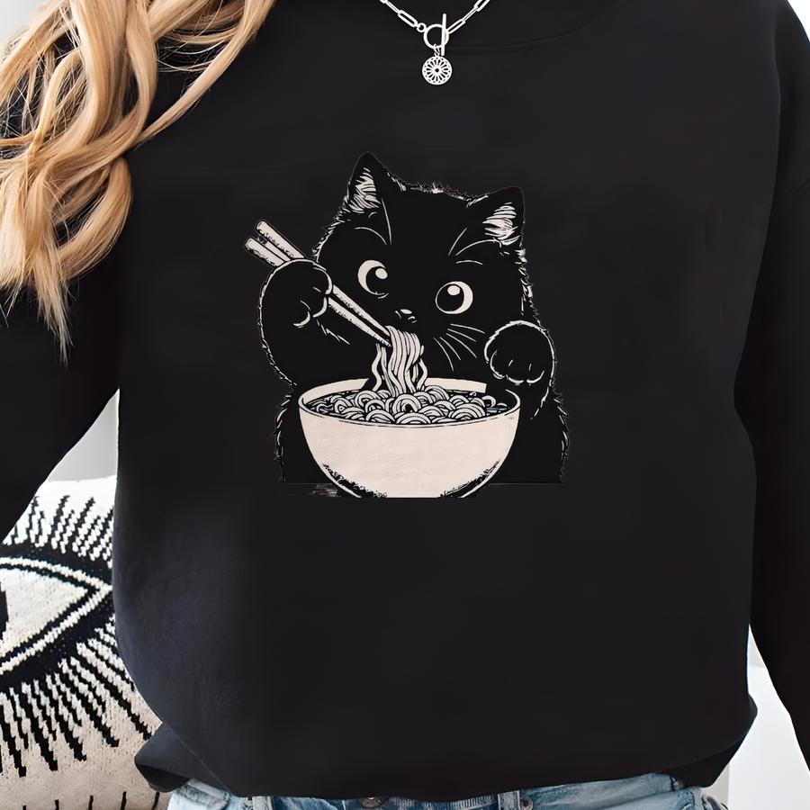 Noodle Cat Shirt, Cat Sweatshirt, Ramen Cat Shirt, Cat Mom Shirt, Cat Tee, Cat Lover Shirt, Animal Lover Tee, Cat Lovers Tee, Gift For Mom Sweatshirt