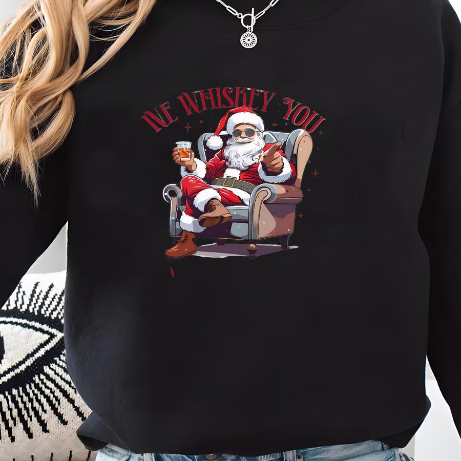 We Whiskey A Merry Christmas Sweatshirt, Funny Christmas Sweater, Funny Santa Shirt, Christmas Season Shirt, Christmas Crewneck Sweatshirt