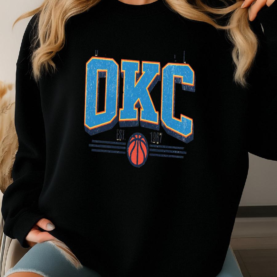 Vintage Okc Basketball Sweatshirt, Oklahoma City Basketball Shirt, Okc Crewneck Sweatshirt, Unisex Oklahoma City Tee, Okc Sports Shirt Sweatshirt