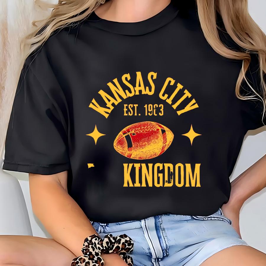 Vintage Kansas City Football Sweatshirt, Gift For Kc Football Fan, Football Sweatshirt For Men Women, Gift For Mom, Red Kingdom Gift T-shirt