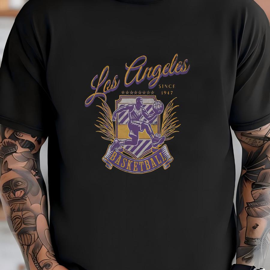 Vintage Los Angeles Basketball Crewneck, American Sports Sweatshirt, Us Sports Clothing, Basketball Fan Gift, Basketball Varsity Apparel T-shirt