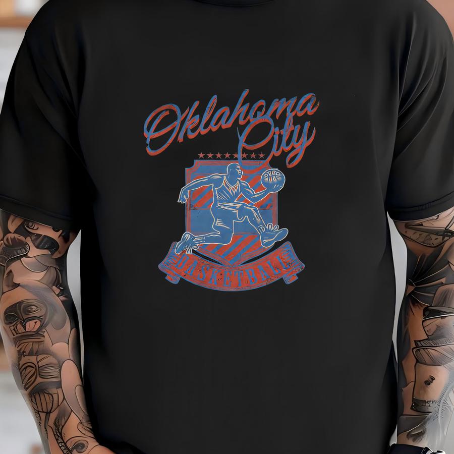 Vintage Oklahoma City Basketball Crewneck, American Sports Sweatshirt, Us Sports Clothing, Basketball Fan Gift, Basketball Varsity Apparel T-shirt