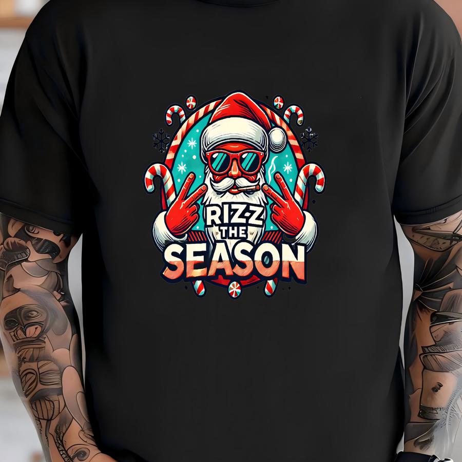 Funny Santa 'rizz The Season' Christmas Sweatshirt T-shirt