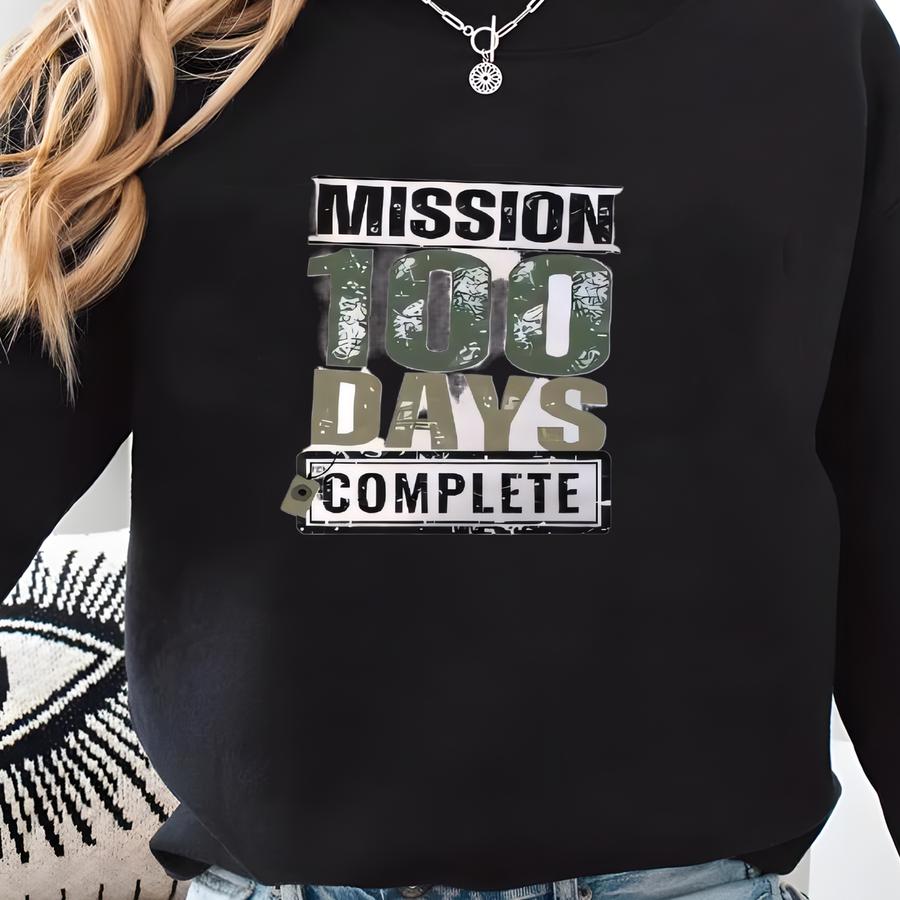 Youth Mission 100 Days Shirt And Sweatshirt For The 100th Day Of School, Boys Military 100 Days Of School Shirt, 100 Day Sweatshirt For Boys Sweatshirt