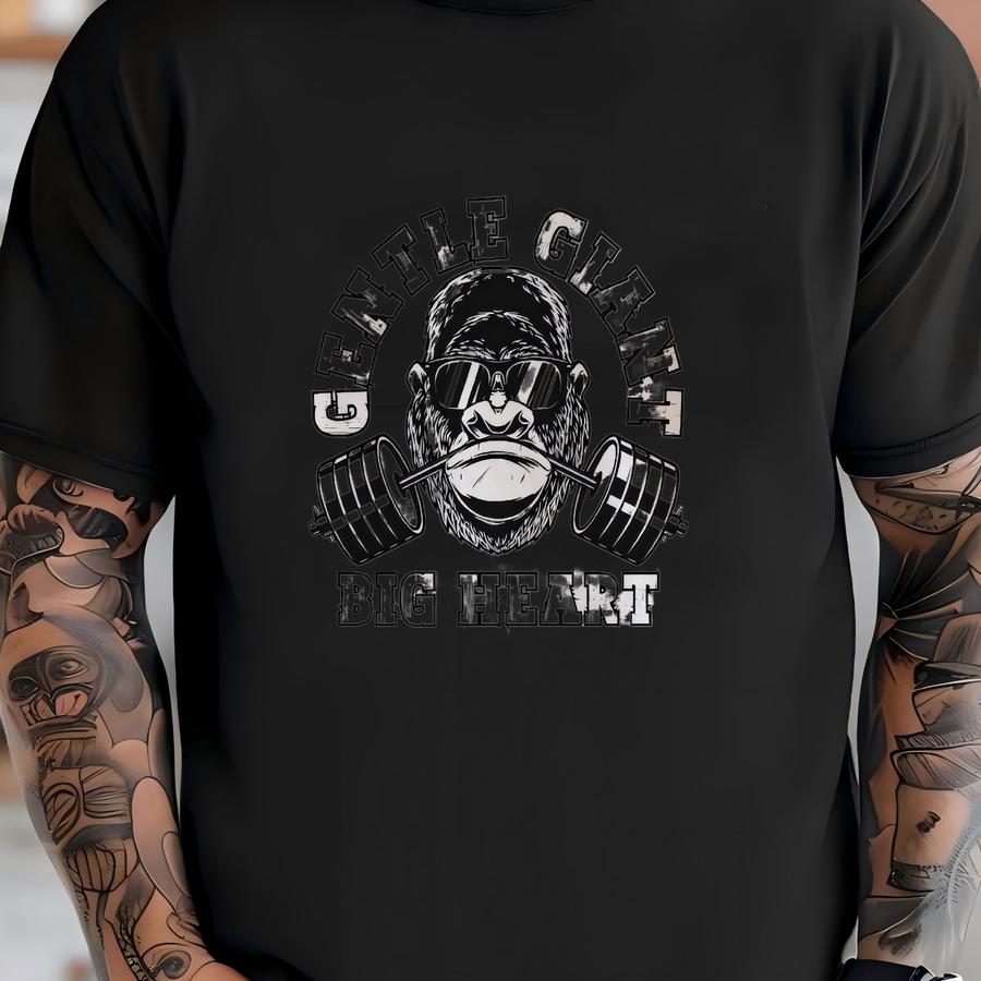 Gentle Giant Big Heart Shirt, , Gym Pump Cover, Workout Shirt, Weightlifting Gift For Gym Rat, Gym Clothes Gift For Him T-shirt