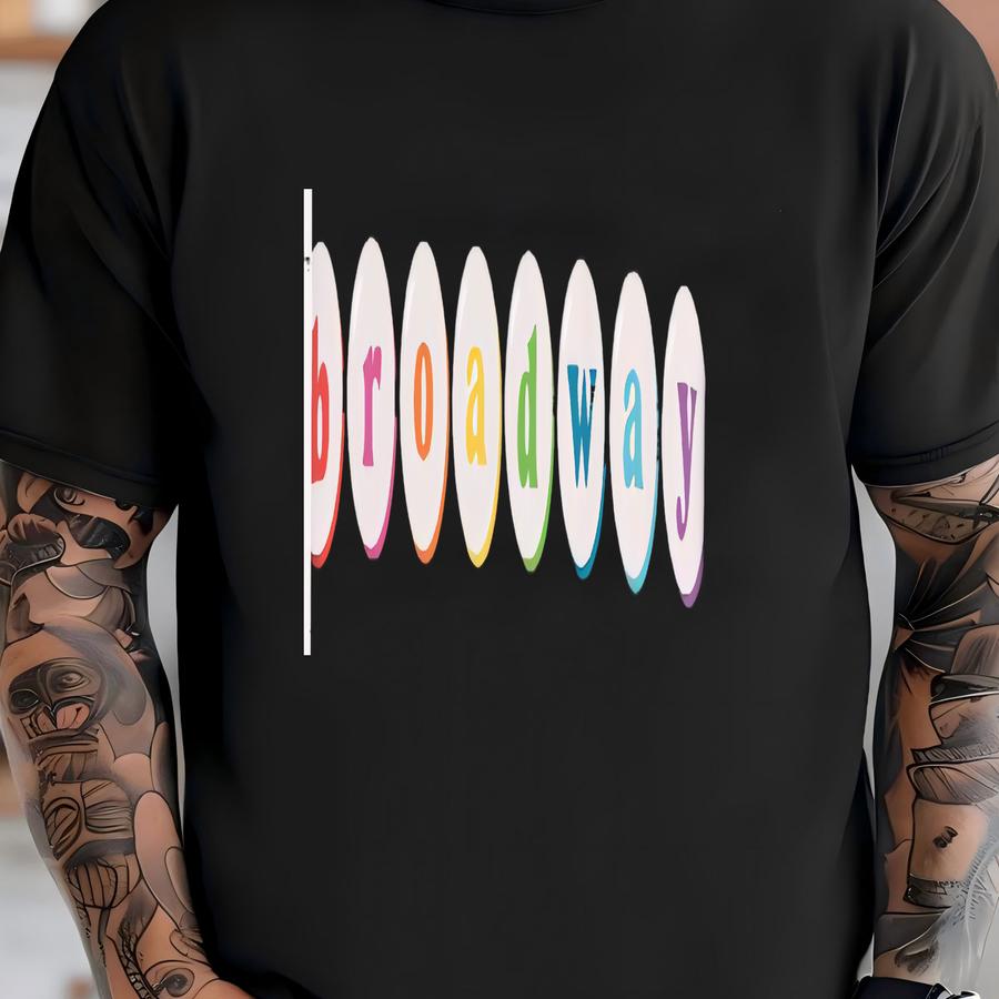 Broadway Friendship Bracelet Tee | Rainbow Beaded Letter Shirt, Theater Bestie T-shirt