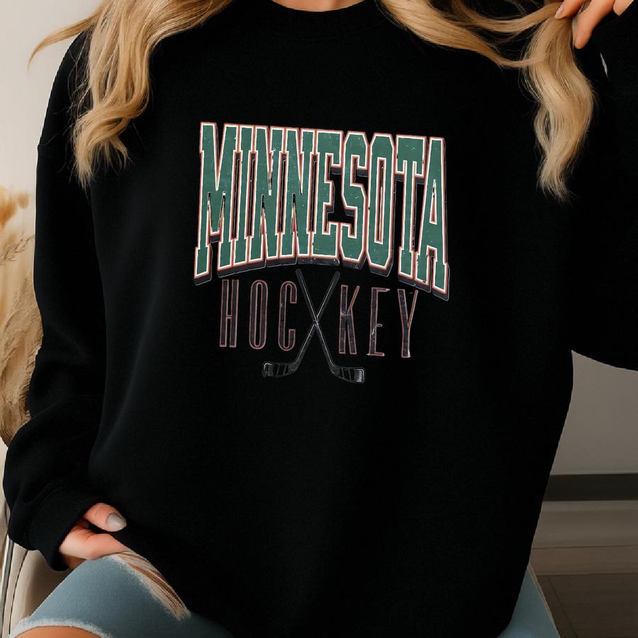 Vintage Minnesota Hockey Crewneck Sweatshirt, Minnesota Ice Hockey Tshirt, Minneapolis Shirt, Minnesota Sports Fan Sweatshirt