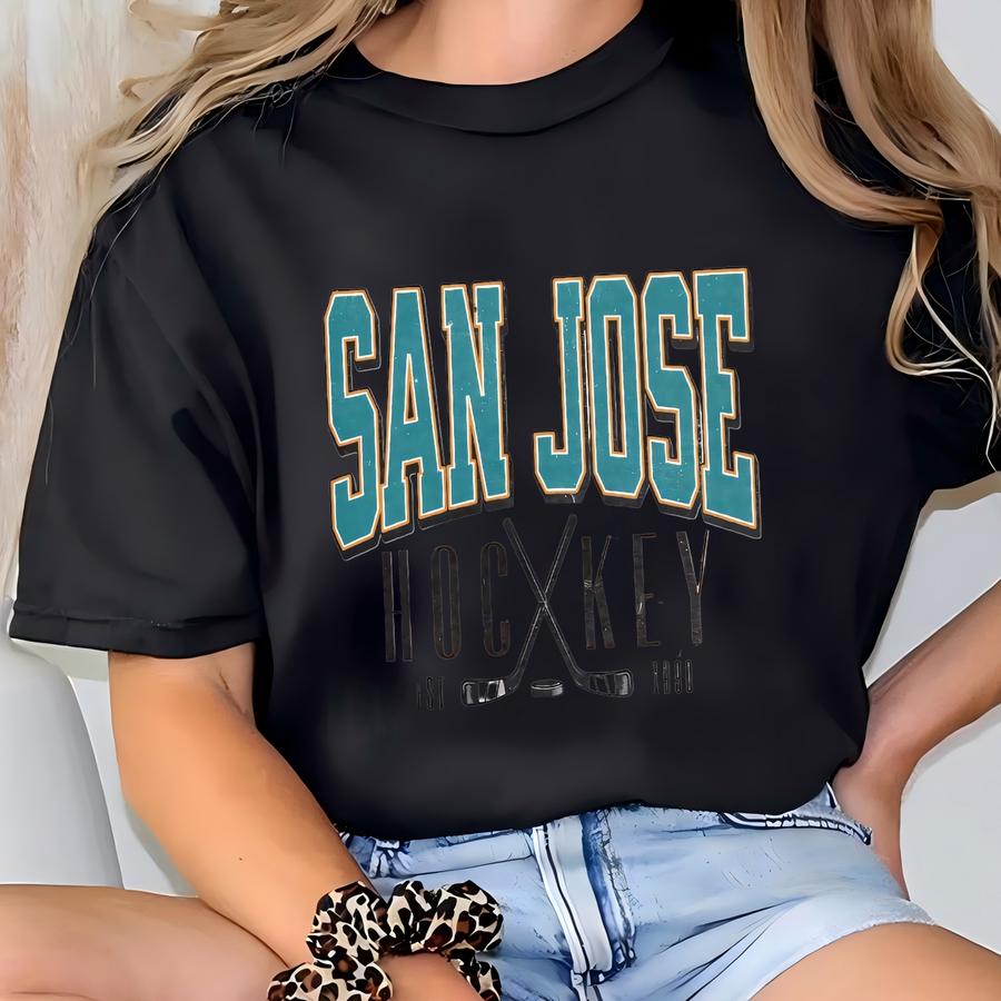 Vintage San Jose Hockey Sweatshirt | San Jose Ice Hockey Crewneck | California Sports Fan | Ice Hockey Shirt | Team Teal T-shirt
