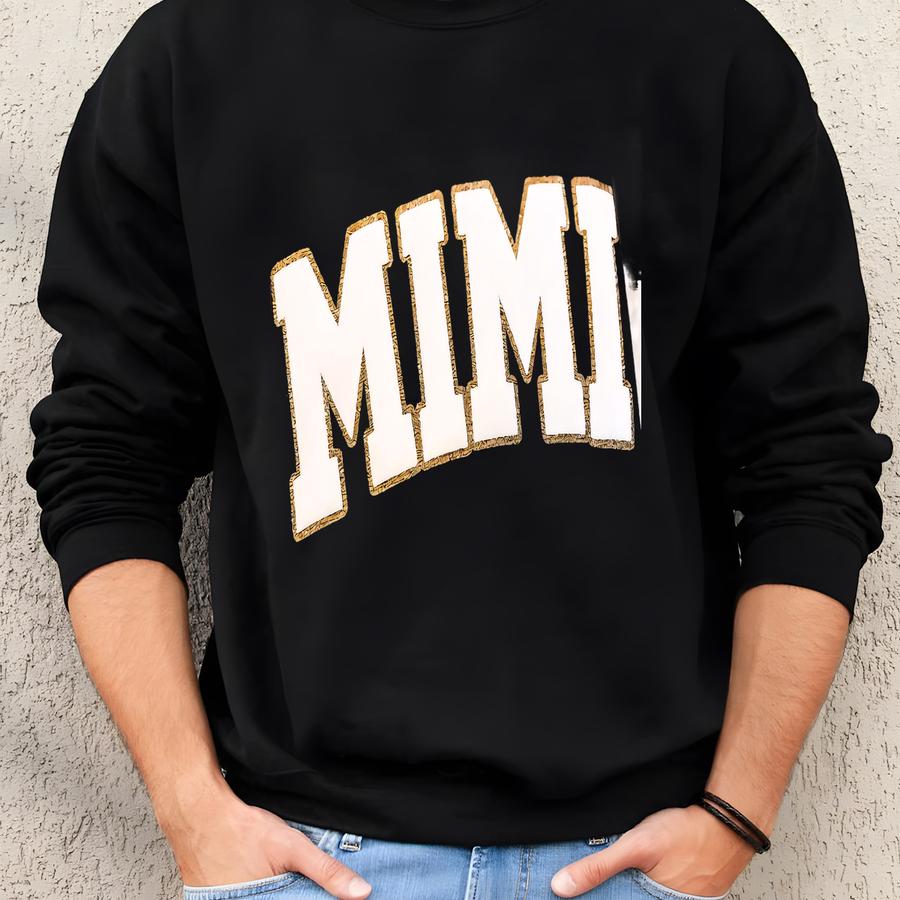 Custom Puff Vinyl + Glitter Htv Sweatshirt - Mama Mother’s Day Mom Sports School Spirit Gift Trend Cheer Game Mascot Nana Grandma Mimi Sweatshirt