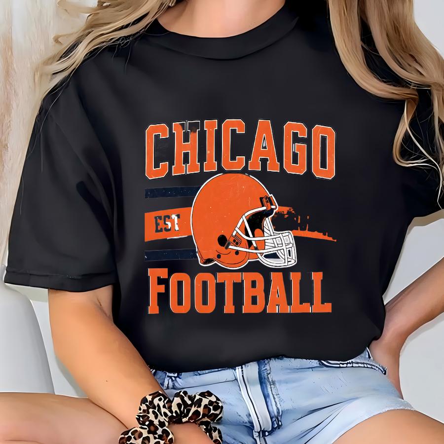 Football Fan Gift, Football Lover Hoodie, Chicago Football Sweatshirt, Chicago Football Est 1920 Sweatshirt, Gift Merch For Game Day, E1250 T-shirt