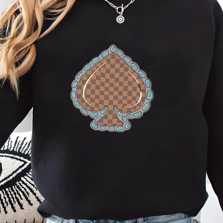 Checkered Spade (coffee) Crewneck Sweatshirt Sweatshirt