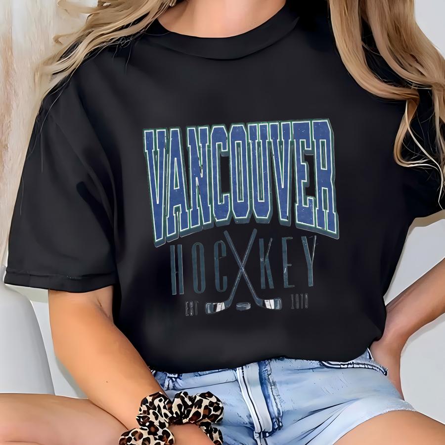 Vintage Vancouver Hockey Sweatshirt | Vancouver Ice Hockey Crewneck | Canada Graphic Tee | Canadian Ice Hockey Fan Shirt T-shirt