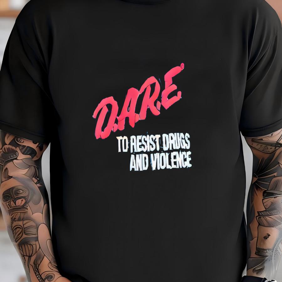 Vintage 90s Dare Resist Drugs Violence Rare Three Rivers Denim Bomber Snap Button Jacket Usa Size Large T-shirt