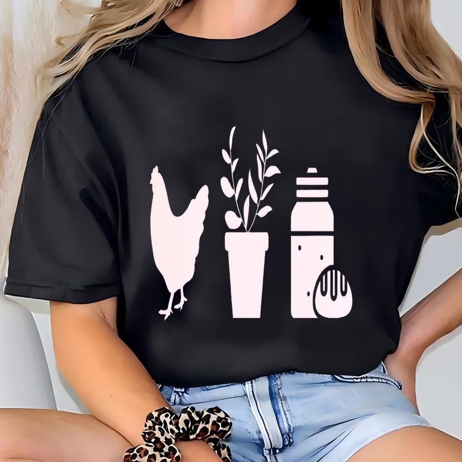 Chickens, Plants, Sourdough Shirt, Chicken Mom Shirt, Sourdough Shirt, Sourdough Clothing, Bread Shirt For Mama, Homestead Shirt, Plant Lady T-shirt